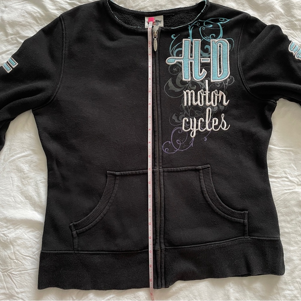 Harley Davidson Motorcycles Zip-Up embroidered hoodie-type jacket smaller size - Picture 5 of 15